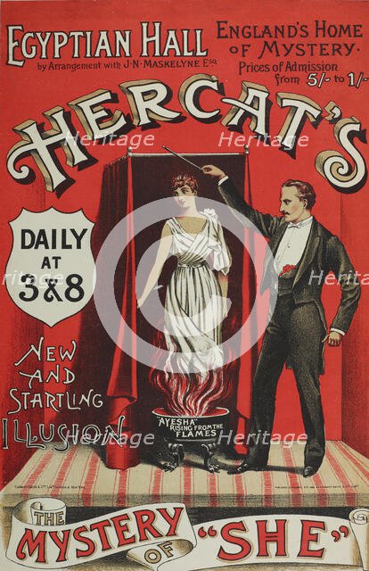Hercat's New and Startling Illusion, The Mystery of "She" at the Egyptian Hall..., 1886. Creator: Unknown.