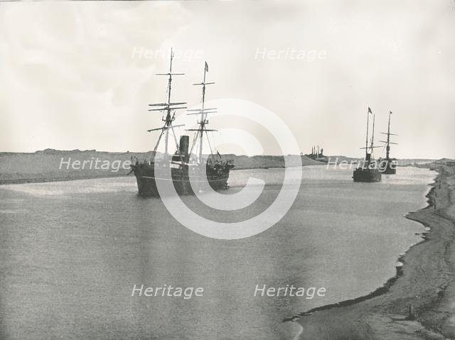 Ships on the Suez Canal, Kantara, Egypt, 1895.  Creator: W & S Ltd.