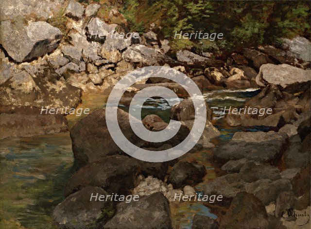 Mountain Stream with Boulders, 1888-1889. Artist: Schuch, Carl (1846-1903)