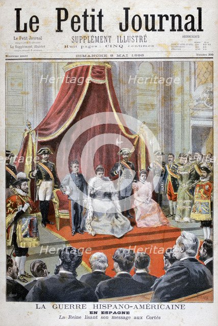 The Spainsh Queen giving a speech, Spanish-American War, 1898. Creator: F Meaulle.