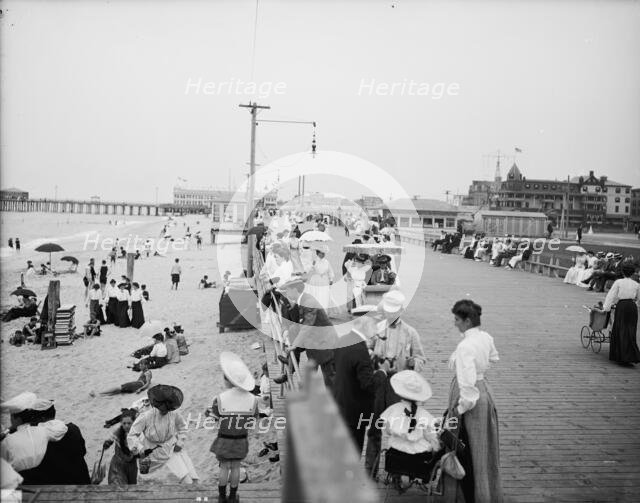 Board walk & beach, Asbury Park, N.J., c1905. Creator: Unknown.