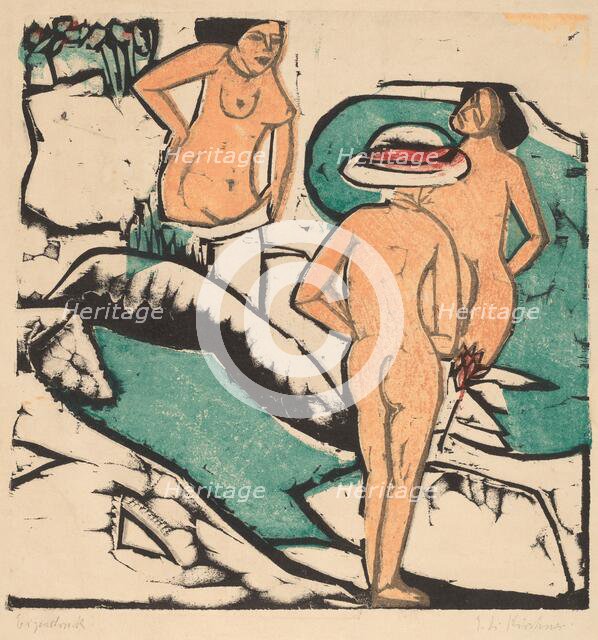 Women Bathing Between White Stones, 1912. Creator: Ernst Kirchner.