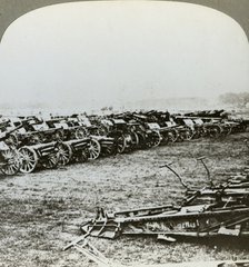 Hundreds of German guns captured at Couralette, France, Battle of Somme, World War I, 1916. Artist: Realistic Travels Publishers