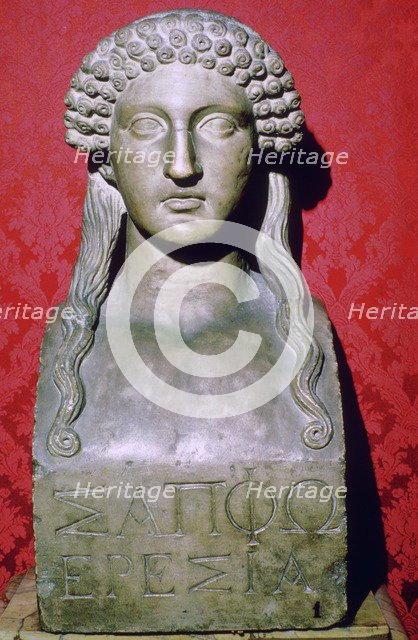 Bust of the Greek poetess Sappho, 6th century BC. Artist: Sappho