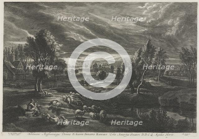 Landscape with Shepherd Playing a Flute. Creator: Schelte Adams Bolswert (Flemish, 1586-1659); Peter Paul Rubens (Flemish, 1577-1640).