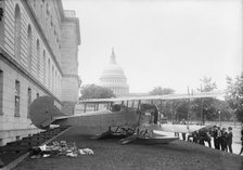Curtiss Airplane - Curtiss Twin Engine Biplane Exhibited at Senate Office Building, 1917. Creator: Harris & Ewing.