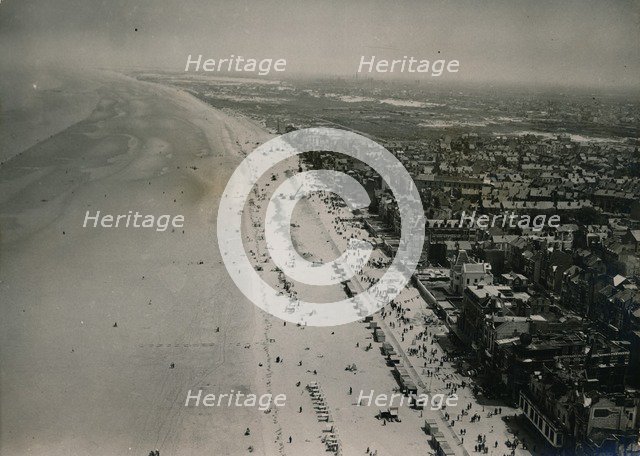 Aerial view of the beaches of Dunkirk during the 10th anniversary ceremonies, June 1950. Artist: Unknown