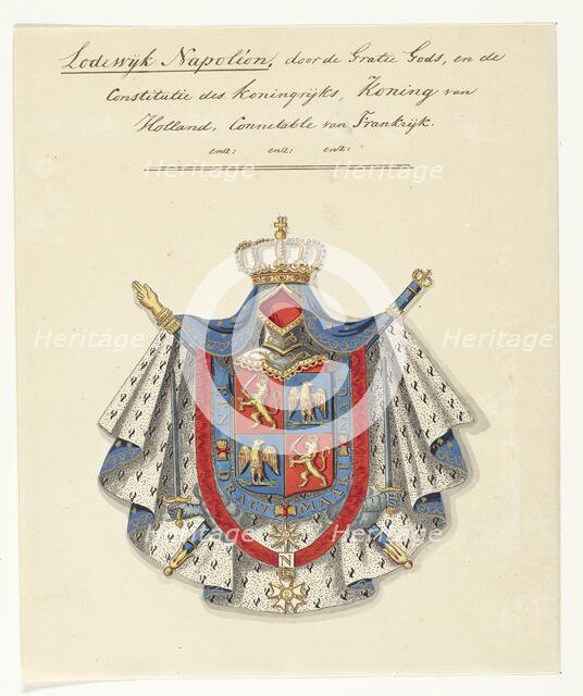 Coat of arms of Lodewijk Napoleon Bonaparte, King of Holland, 1807. Creator: Anon.