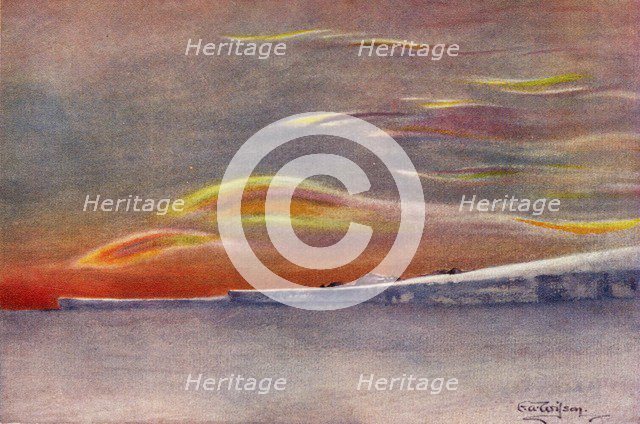 'Iridescent Clouds: Looking North from Cape Evans', 1911, (1913). Artist: Edward Wilson.