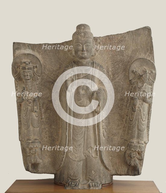 The Buddha Gautama Sakyamni (Shih-chia) and attendant divinities, Period of Division, 534 CE. Creator: Unknown.