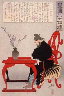 Kibi Daijin Seated at a Chinese Table, 1881. Creator: Tsukioka Yoshitoshi.