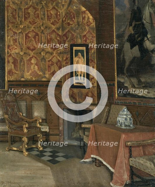 Gripsholm castle, council hall, 1878. Creator: Karl Nordström.