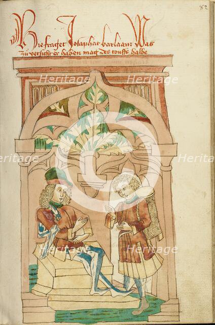 Josaphat and Barlaam in Conversation; Barlaam und Josaphat, 1469. Creators: Hans Schilling, Diebolt Lauber.