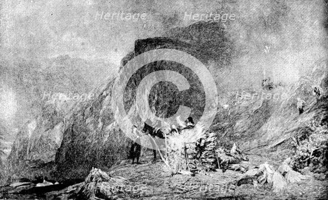 Royal Society of Painters in Water Colours: "Harvest in Cambria" - H. Clarence Whaite, 1890.  Creator: Unknown.