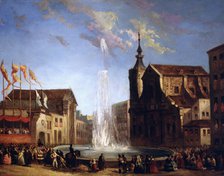 The Lozoya water supply to the fountain of San Bernardo Street', 1858, oil by Eugenio Lucas Veláz…