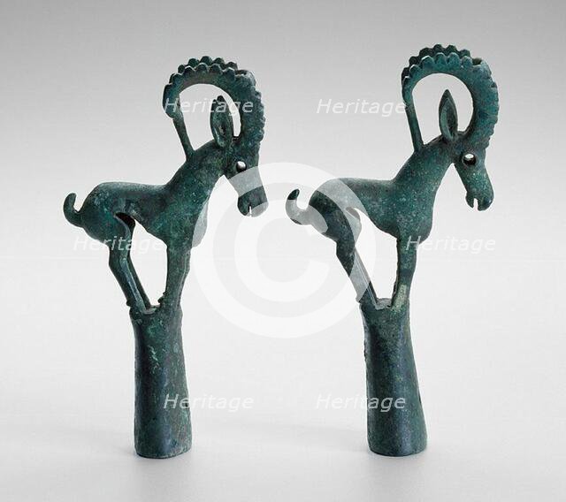 Pair of pole tops with Ibex, 6th/4th century B.C. Creator: Unknown.