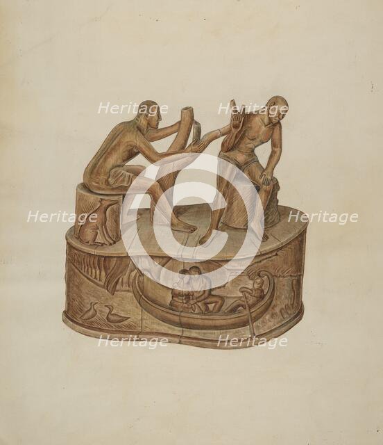 Two Male Figures Seated, c. 1937. Creator: Al Curry.