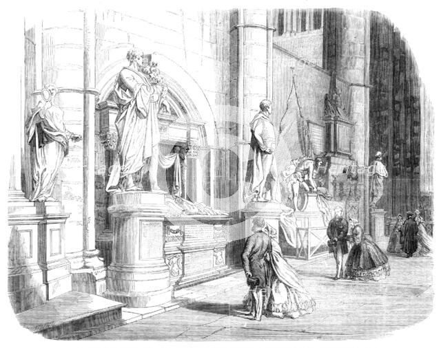 The last resting-place of the late Earl Canning in the North Transept of Westminster Abbey, 1862. Creator: Unknown.