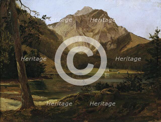 The front Langbathsee with the Höllengebirge, 1828/1830. Creator: Friedrich Gauermann.