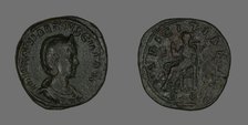 Sestertius (Coin) Portraying Empress Herennia Etruscilla, 249-251. Creator: Unknown.