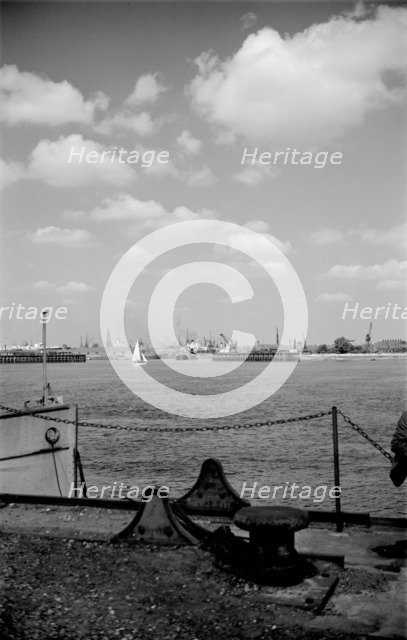 Tilbury basin and docks from the south shore, Essex, c1945-c1965. Artist: SW Rawlings