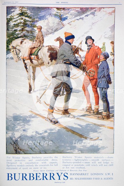 Advert for Burberry winter sports dress, 1925. Artist: Unknown