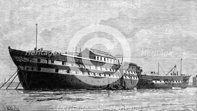 The Smallpox Hulks, Atlas and Endymion, at Deptford Creek, 1881. Creator: Unknown.