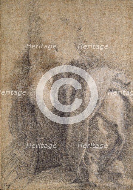 Seated semi-nude Female wearing Drapery, 1520-1540. Artist: Parmigianino.