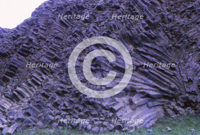 Columnar Basalt at Hljodaklettar (echo cliffs), Northern Iceland, 20th century.  Artist: CM Dixon.