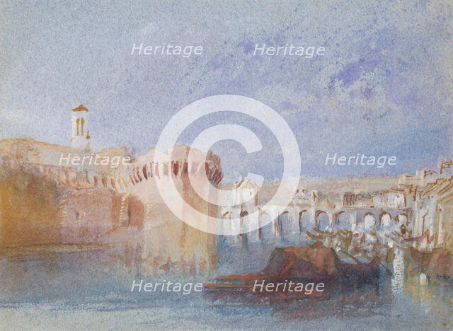 Angers: The Walls of the Doutre with the Tower of the Church of La Trinité, about 1826. Creator: JMW Turner.