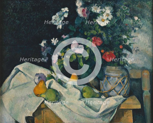 Still Life with Flowers and Fruit, 1889-1890. Artist: Cézanne, Paul (1839-1906)