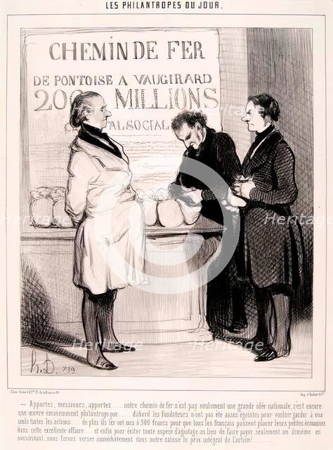Les Philantropes du Jour. 'Apportez, messieurs, apportez...', 1845. Creator: Honore Daumier.