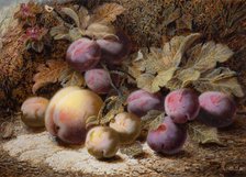 Still Life With Peach And Plums, 1916. Creator: Oliver Clare.