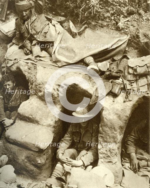 British soldiers in the trenches at Thiepval Wood, France, First World War, 1916, (1935).  Creator: Unknown.
