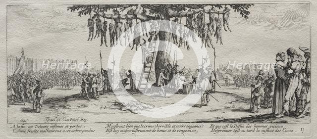 The Large Miseries of War: The Hanging, 1633. Creator: Jacques Callot (French, 1592-1635).