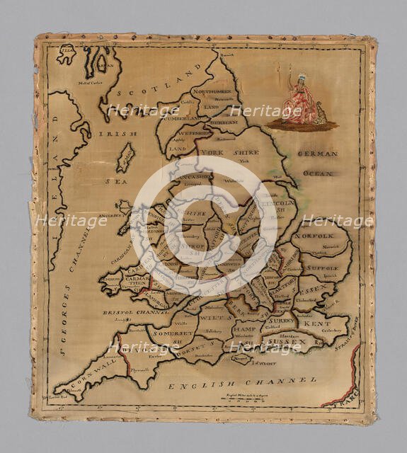 Sampler (Map), England, c. 1800. Creator: Unknown.