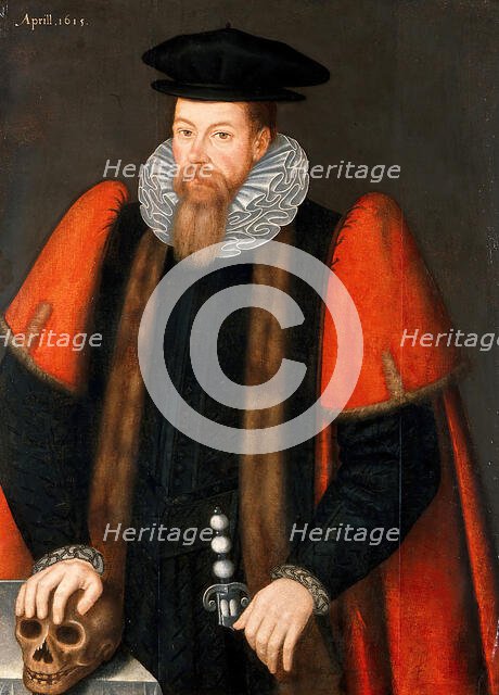 A man holding a skull, 1615. Creator: Unknown.