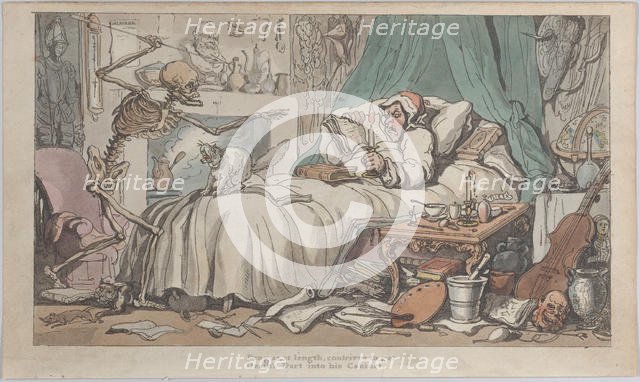 The Antiquary's Last Will and Testament (from The English Dance of Death, vol. I, plate 2)..., 1816. Creator: Thomas Rowlandson.