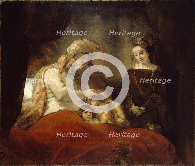 Jacob Blessing Ephraim and Manasseh, 1656. Artist: Rembrandt van Rhijn (1606-1669)