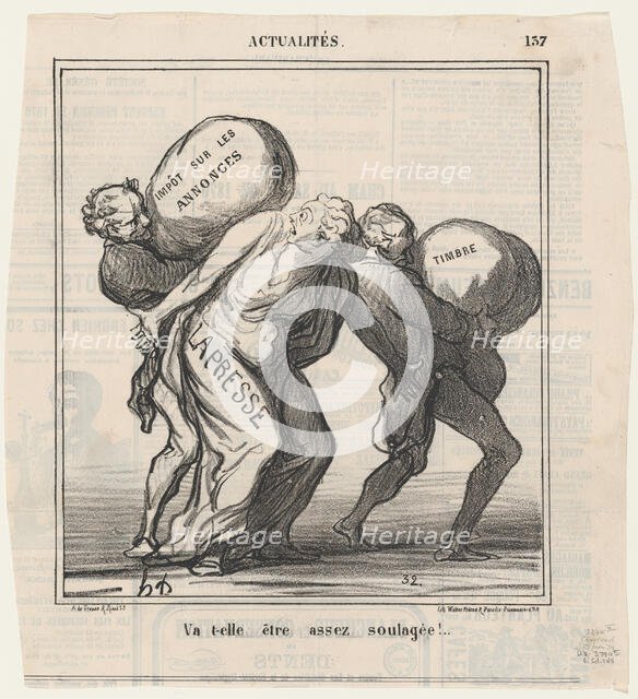 Va t-elle être assez soulagée!, 1870. Creator: Honore Daumier.