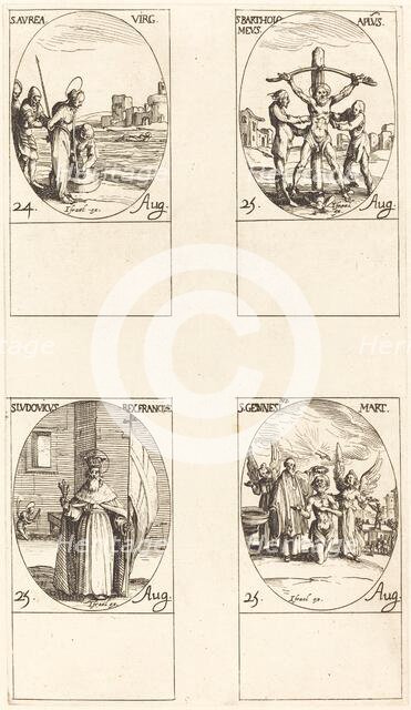 St. Aurea; St. Bartholomew; St. Louis; St. Genesius. Creator: Jacques Callot.