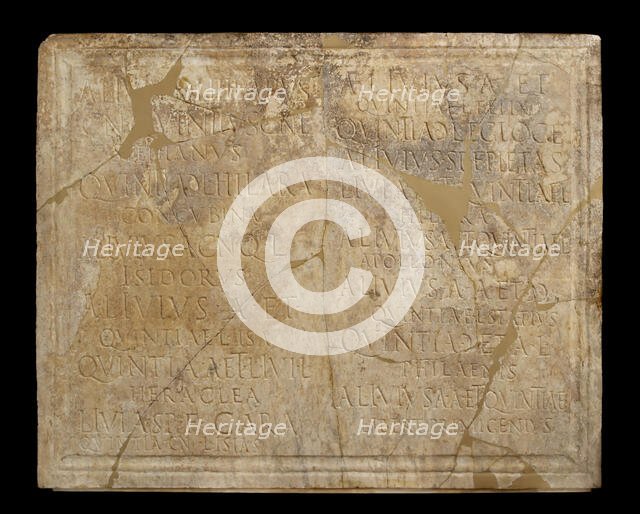 Roman Funerary Inscription, 1st century B.C. Creator: Unknown.