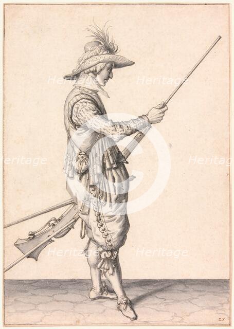 A Soldier Loading a Musket, "Ramme in Your Pouder", 1596/98. Creator: Jacques de Gheyn II.