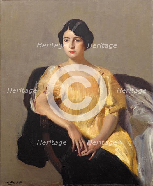 Elena in a Yellow Robe, 1909. Creator: Sorolla y Bastida, Joaquín (1863-1923).