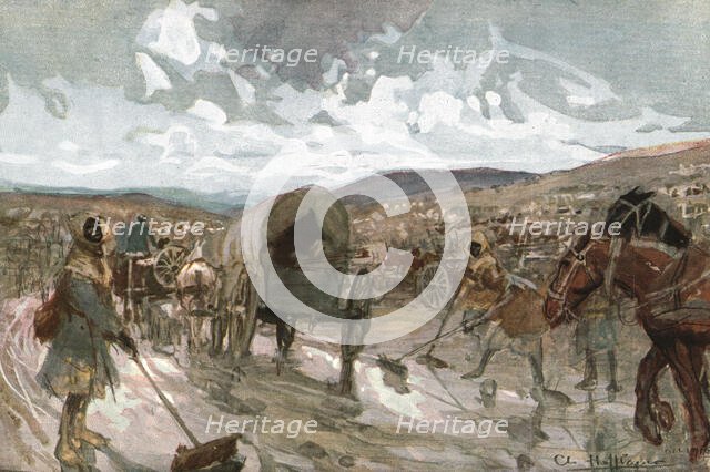 'Six Mois Dans la Somme; Sur la route, entre Maricourt et Suzanne (octobre 1916)', 1916. Creator: Charles Hoffbauer.