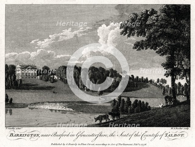 'Barrington, near Burford in Gloucestershire, the Seat of the Countess of Talbot', 1776. Artist: Michael Angelo Rooker