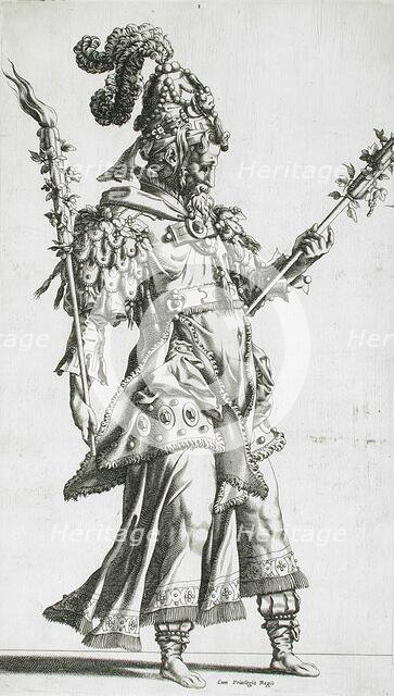 A Masked Torch Bearer, between c1550 and c1575. Creator: Rene Boyvin.