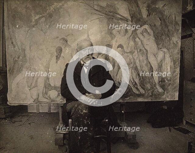 Paul Cézanne in his studio in Les Lauves, 1904. Creator: Bernard, Émile (1868-1941).