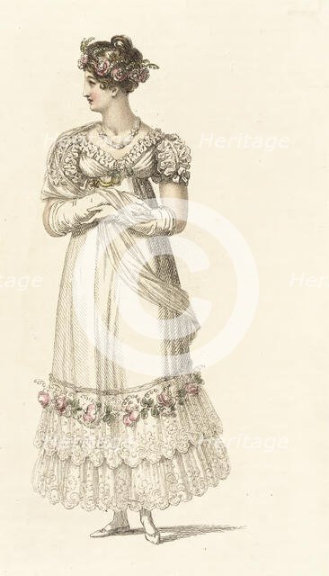 Fashion Plate (Evening Dress), 1816. Creator: Rudolph Ackermann.