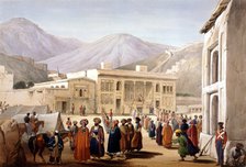 Shah Shoja, puppet of the British, holding a durbar at Kabul, First Anglo-Afghan War, 1838-1842. Artist: James Atkinson